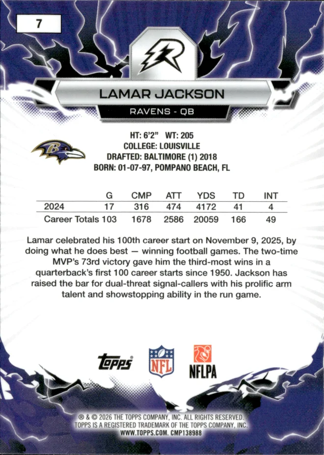 Lamar Jackson card back