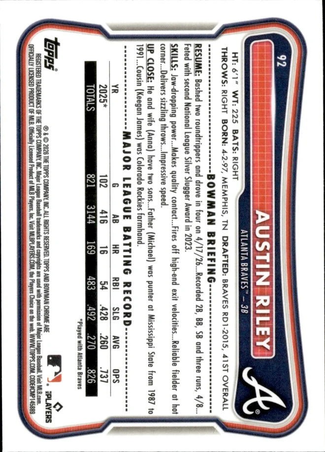 Austin Riley card back