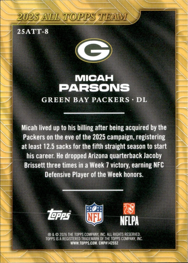 Micah Parsons card back