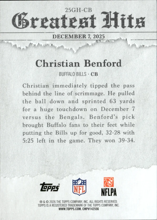 Christian Benford card back