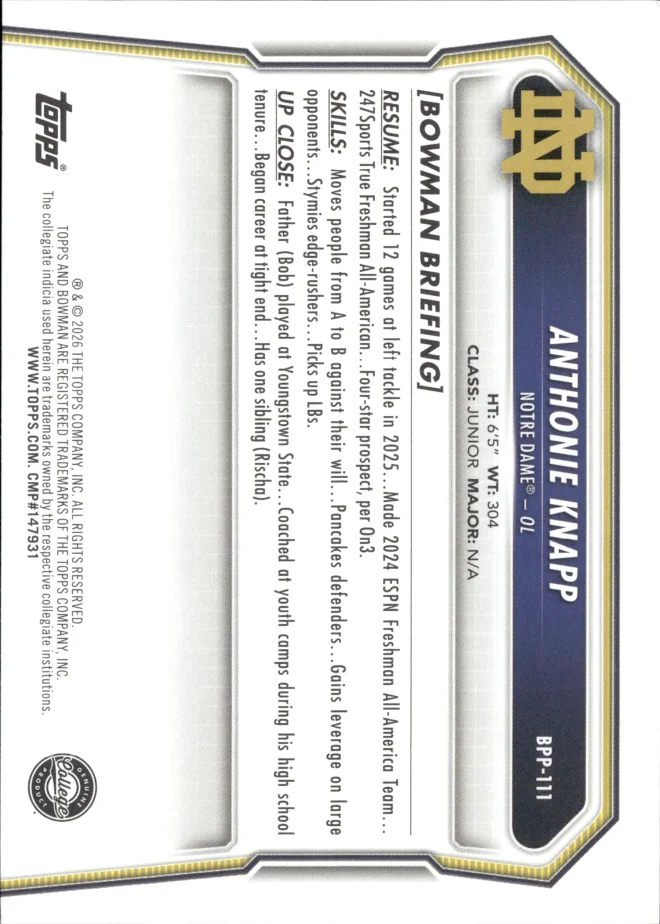 Anthonie Knapp card back