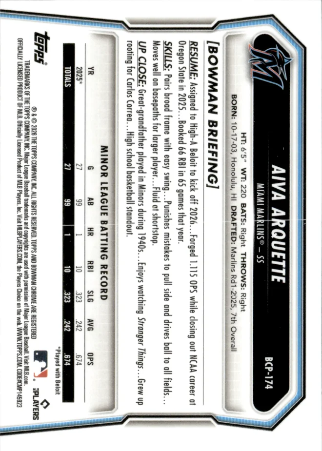 Aiva Arquette card back