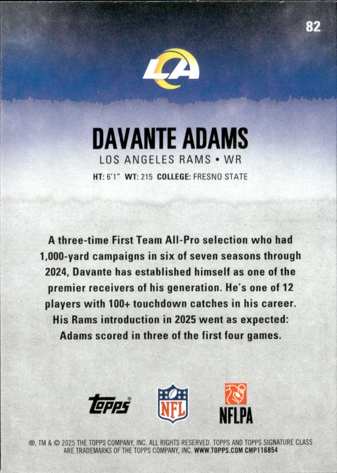 Davante Adams card back