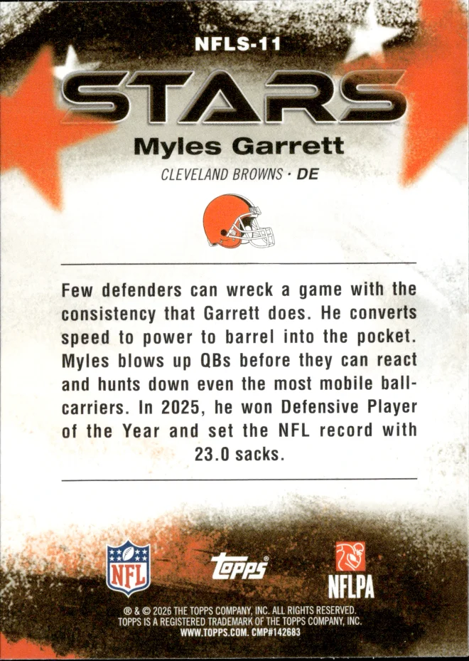 Myles Garrett card back