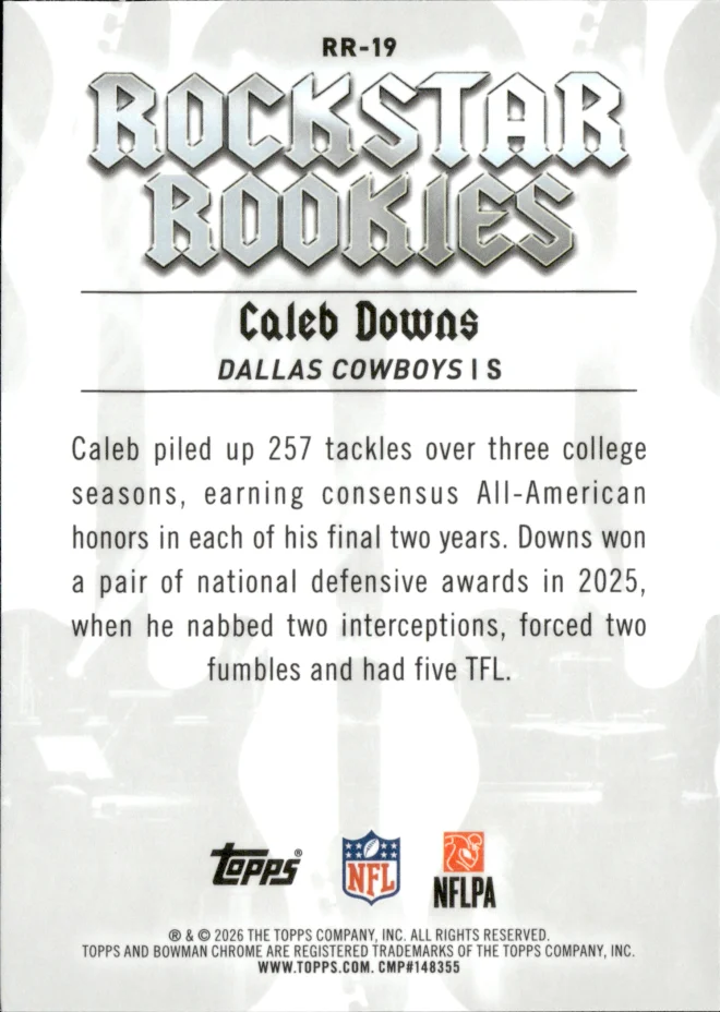 Caleb Downs card back