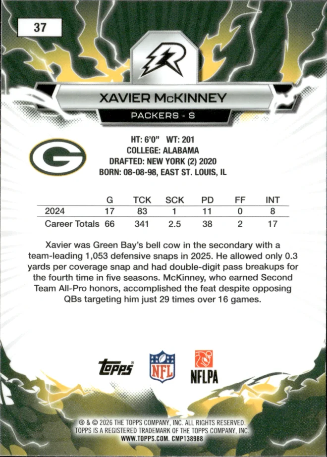 Xavier McKinney card back