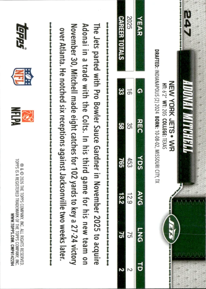Adonai Mitchell card back