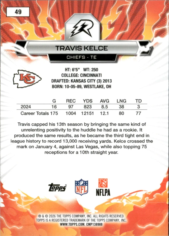 Travis Kelce card back