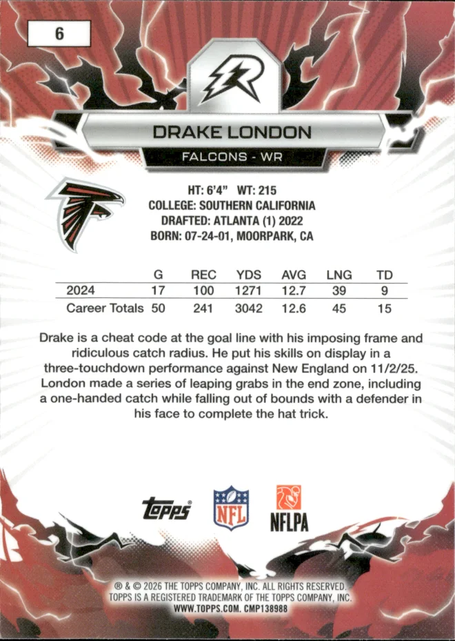 Drake London card back