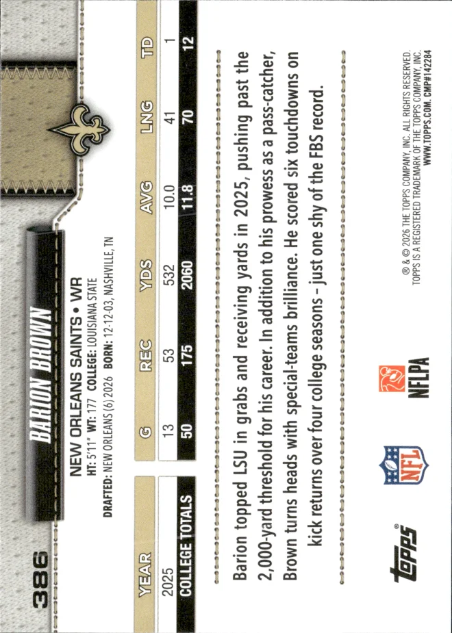 Barion Brown card back