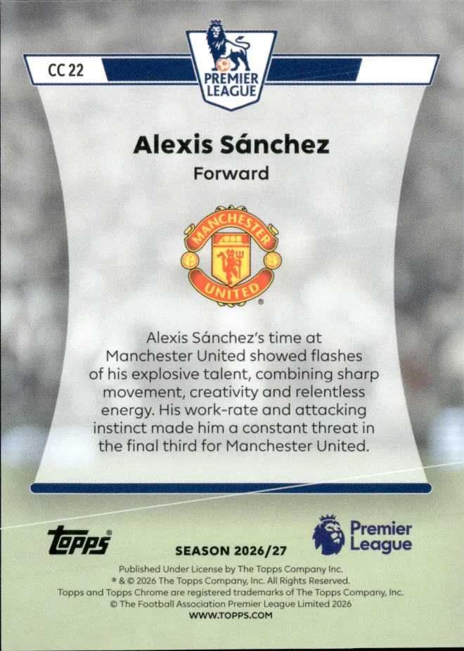 Alexis Sánchez card back
