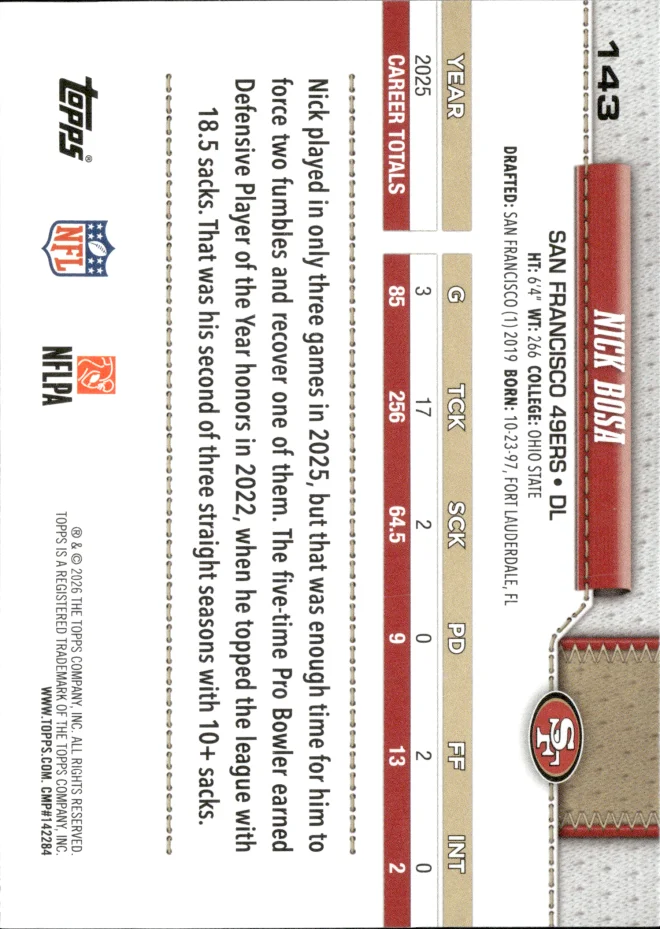 Nick Bosa card back