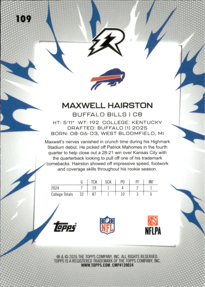 Maxwell Hairston card back