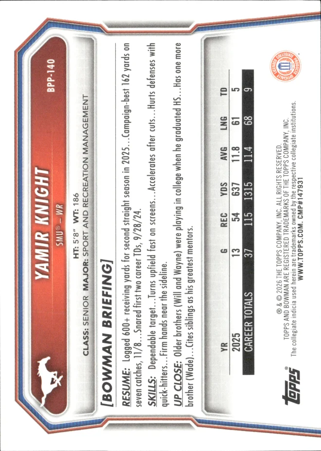 Yamir Knight card back
