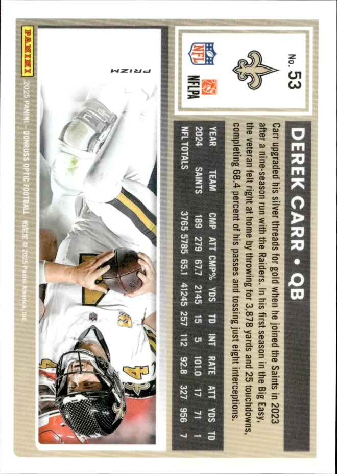 Derek Carr card back