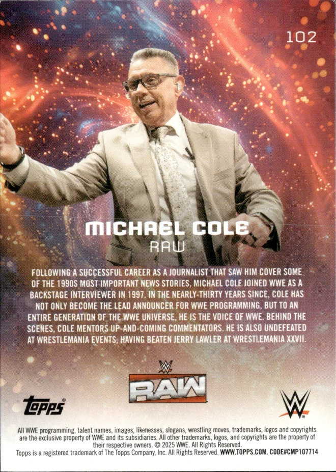 Michael Cole card back