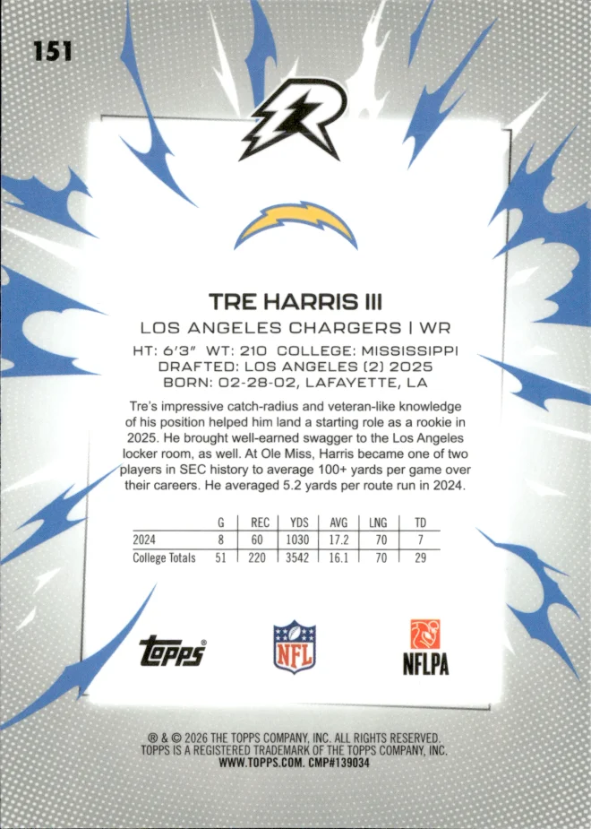 Tre Harris III card back