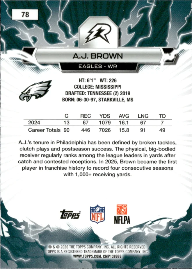A.J. Brown card back