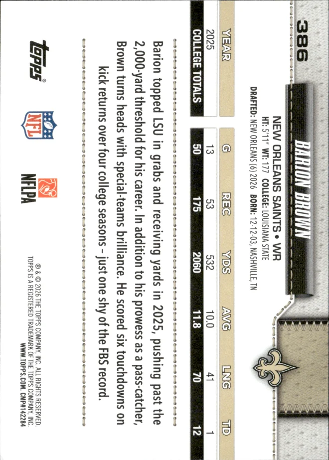 Barion Brown card back