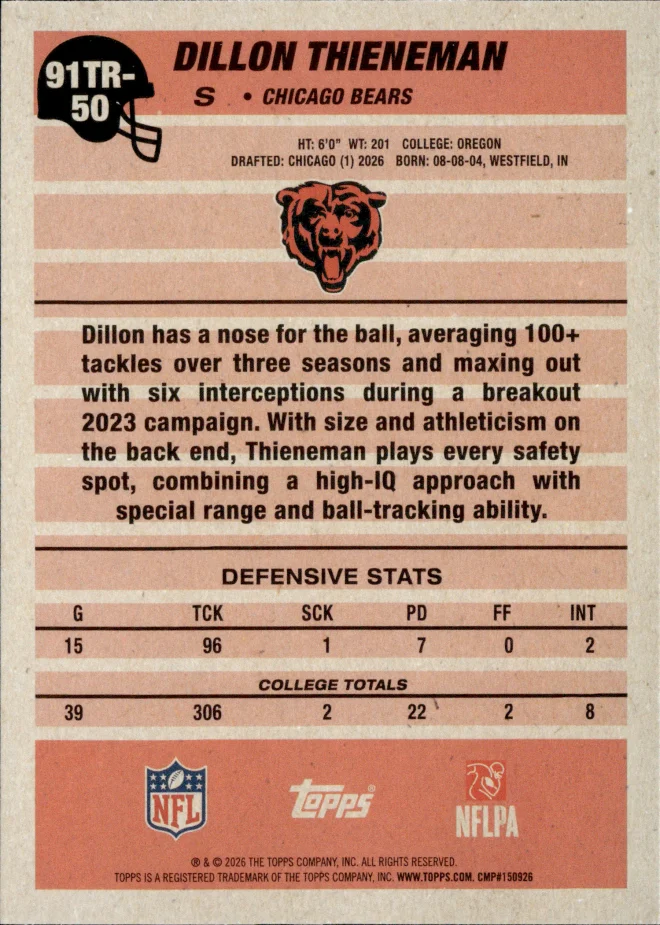 Dillon Thieneman card back