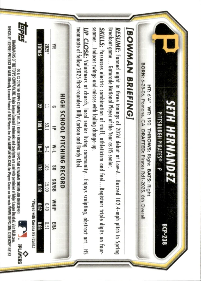 Seth Hernandez card back
