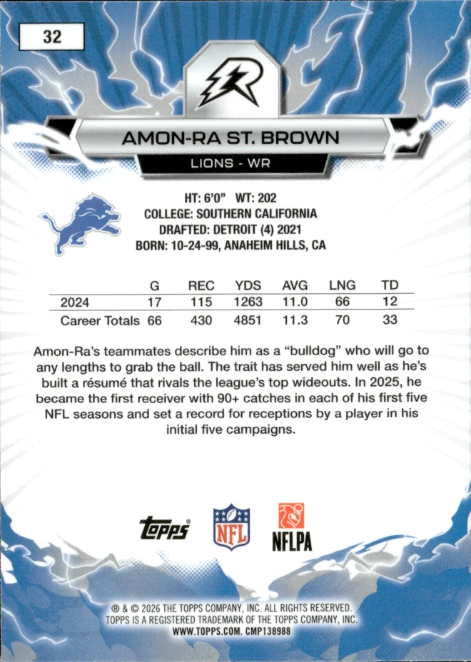 Amon-Ra St. Brown card back