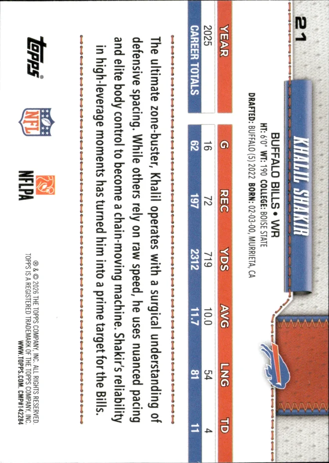 Khalil Shakir card back