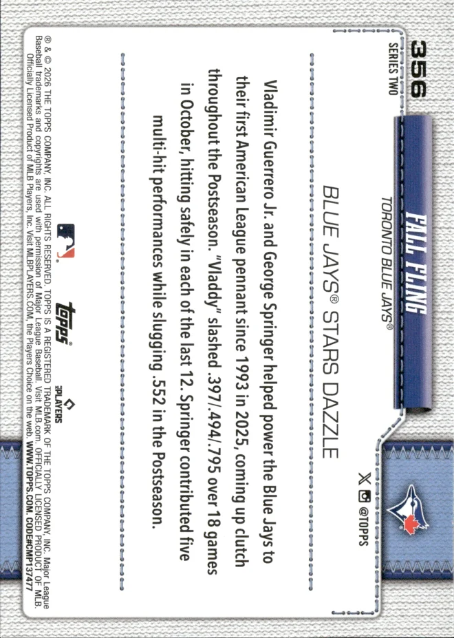 Vladimir Guerrero Jr. / George Springer card back