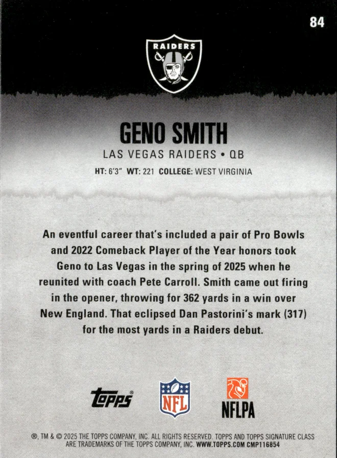 Geno Smith card back