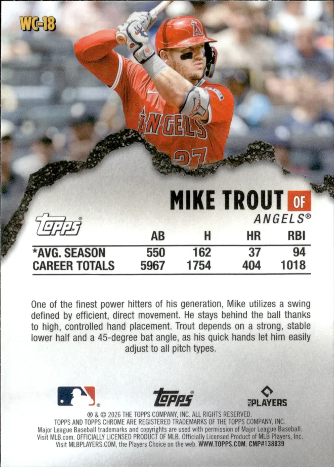 Mike Trout card back