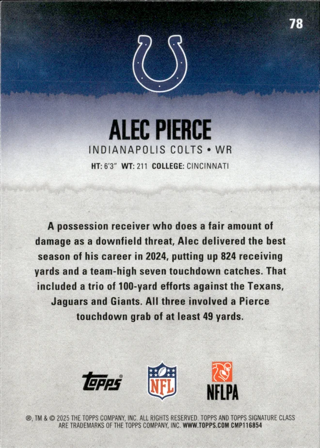 Alec Pierce card back
