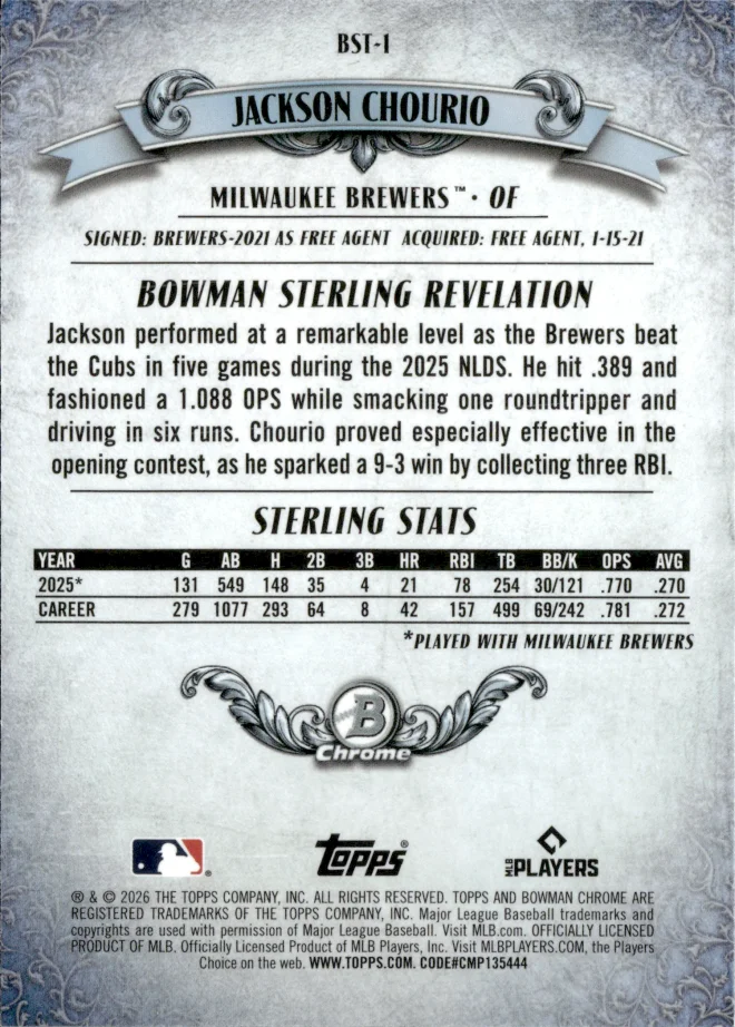 Jackson Chourio card back