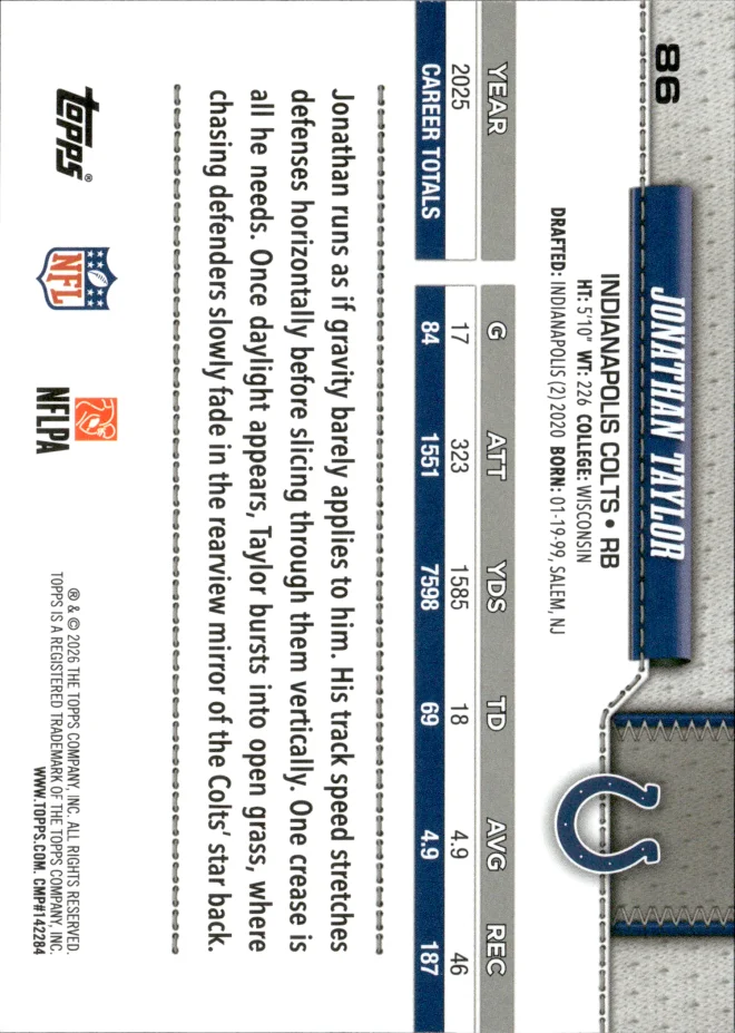 Jonathan Taylor card back