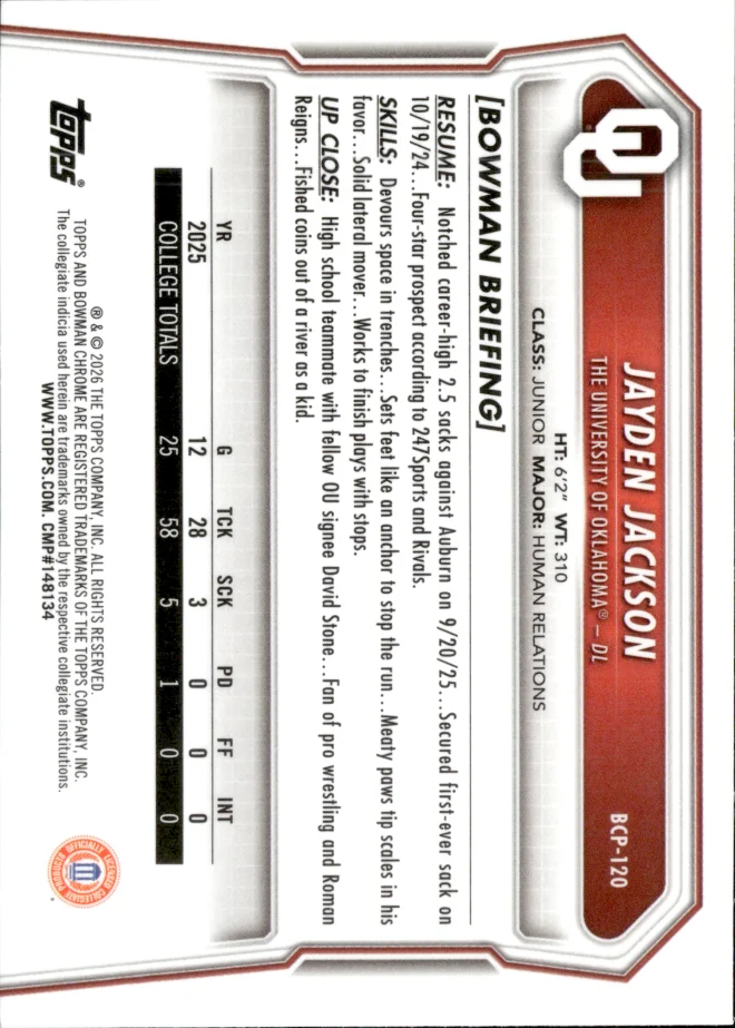 Jayden Jackson card back