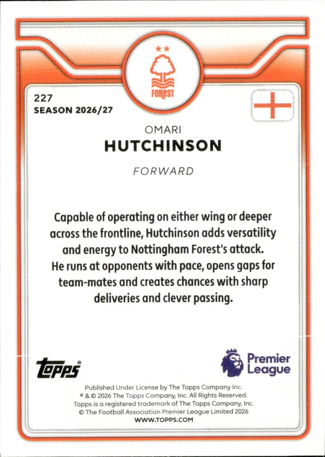 Omari Hutchinson card back