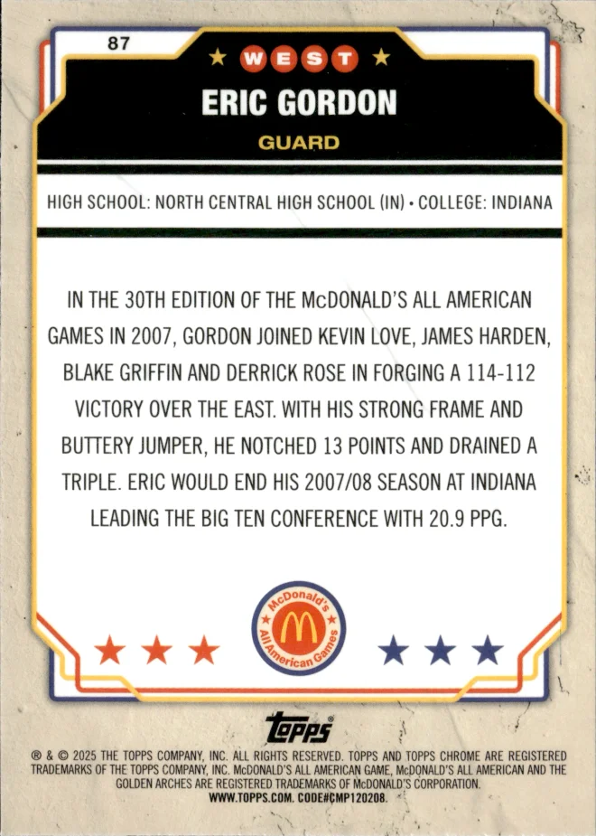 Eric Gordon card back