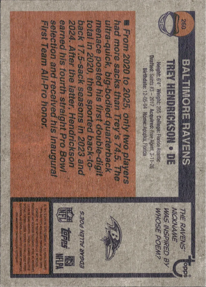 Trey Hendrickson card back