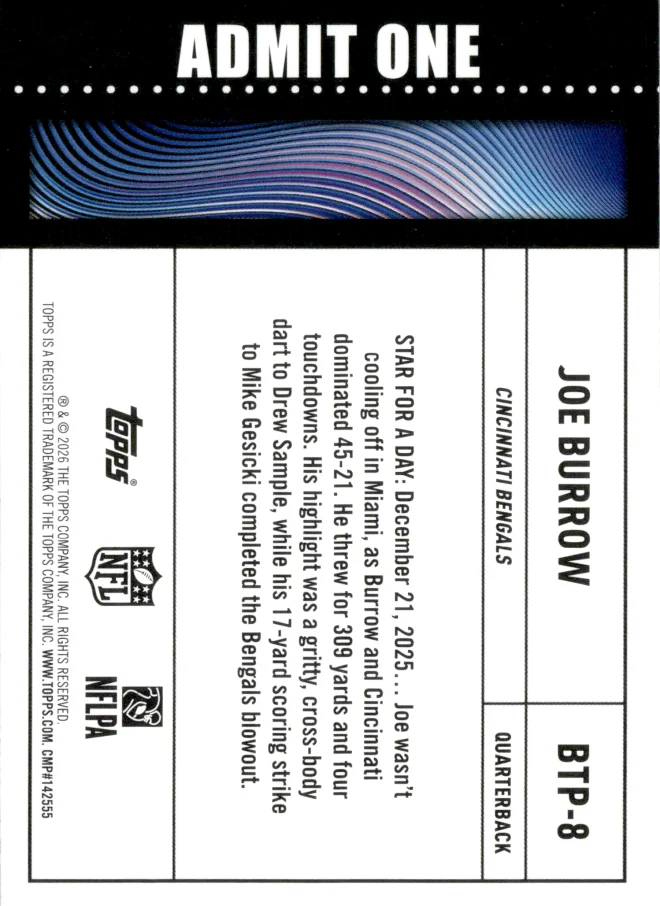 Joe Burrow card back