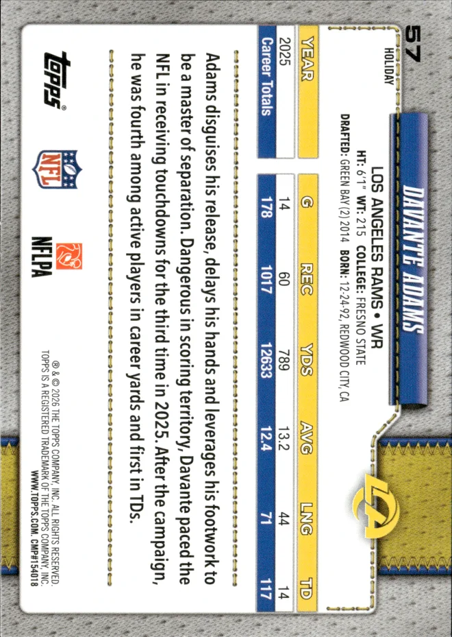 Davante Adams card back