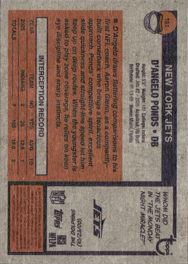 D'Angelo Ponds card back
