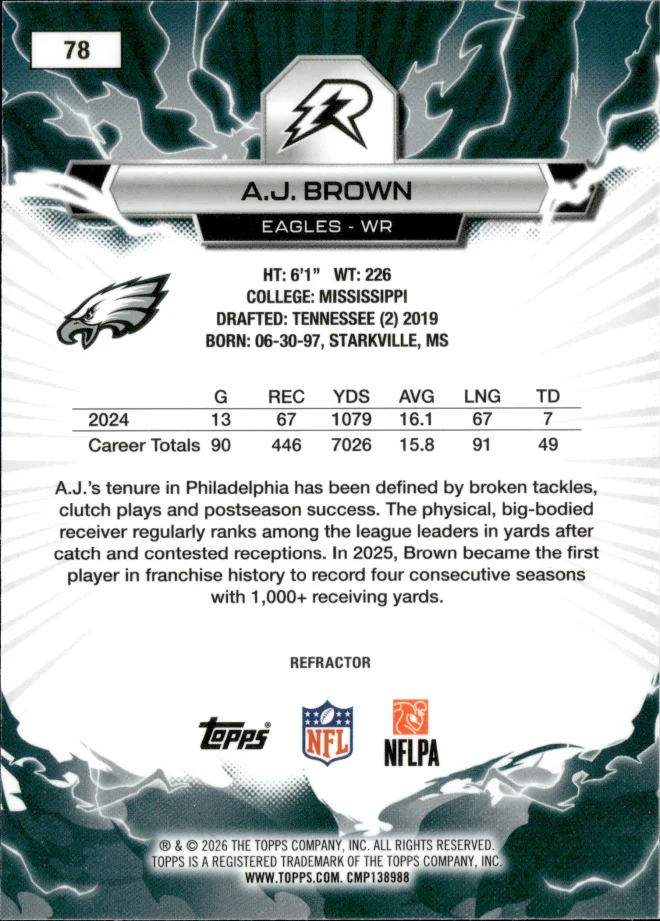 A.J. Brown card back