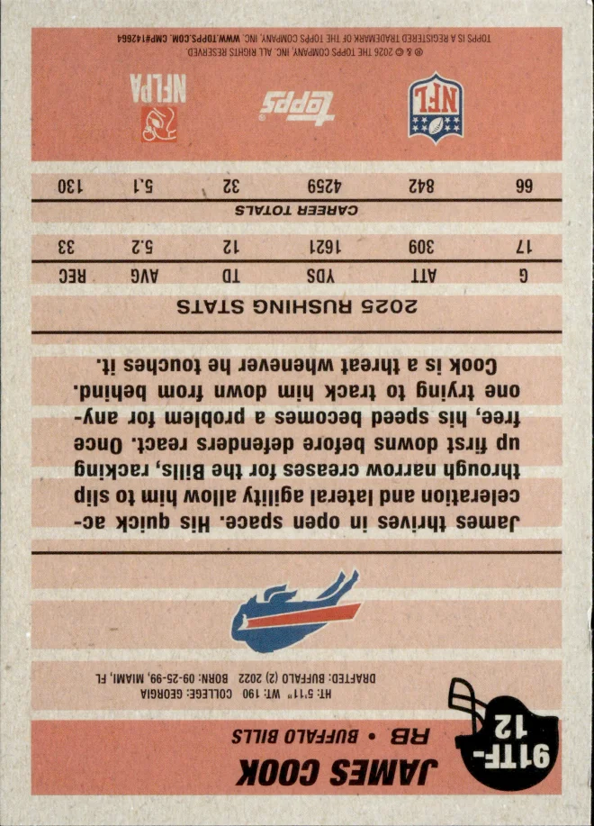 James Cook card back