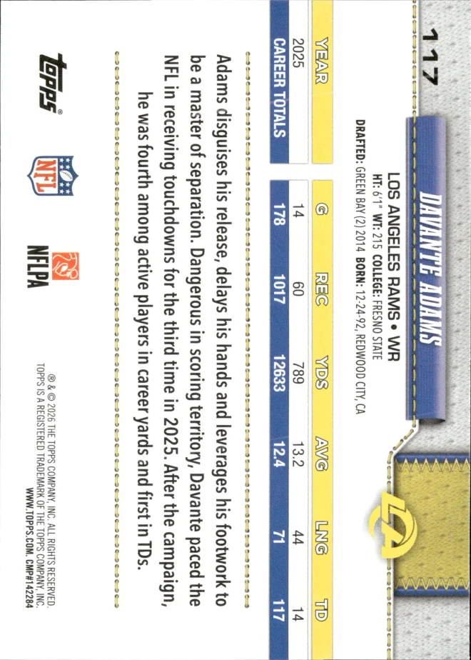 Davante Adams card back