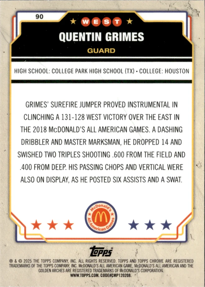 Quentin Grimes card back