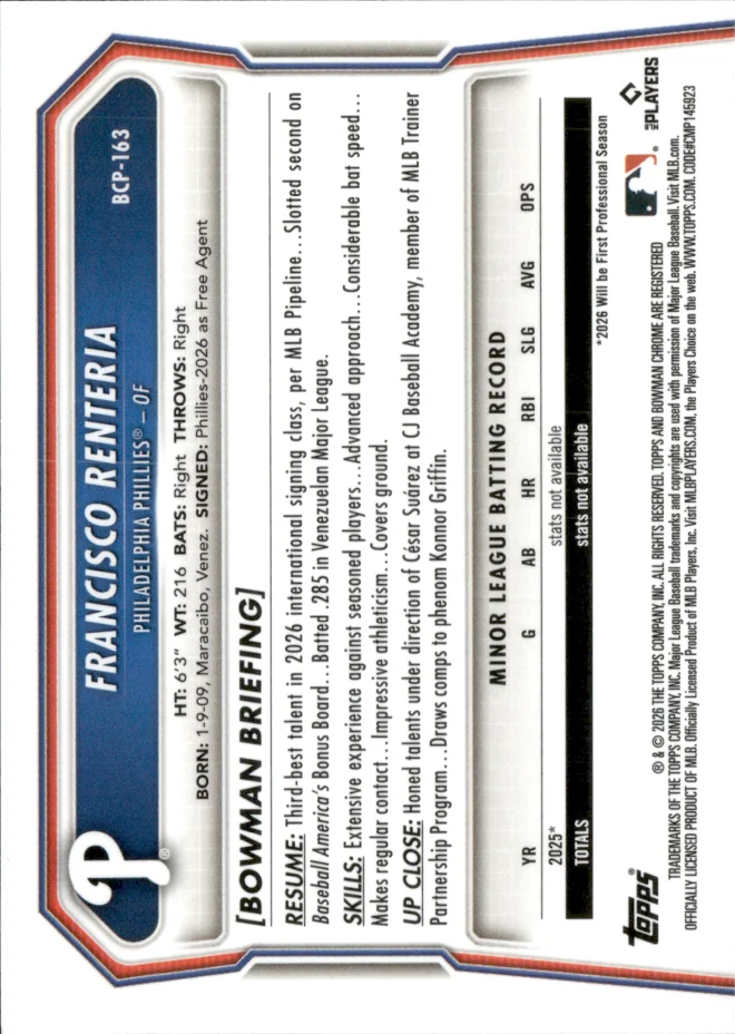 Francisco Renteria card back