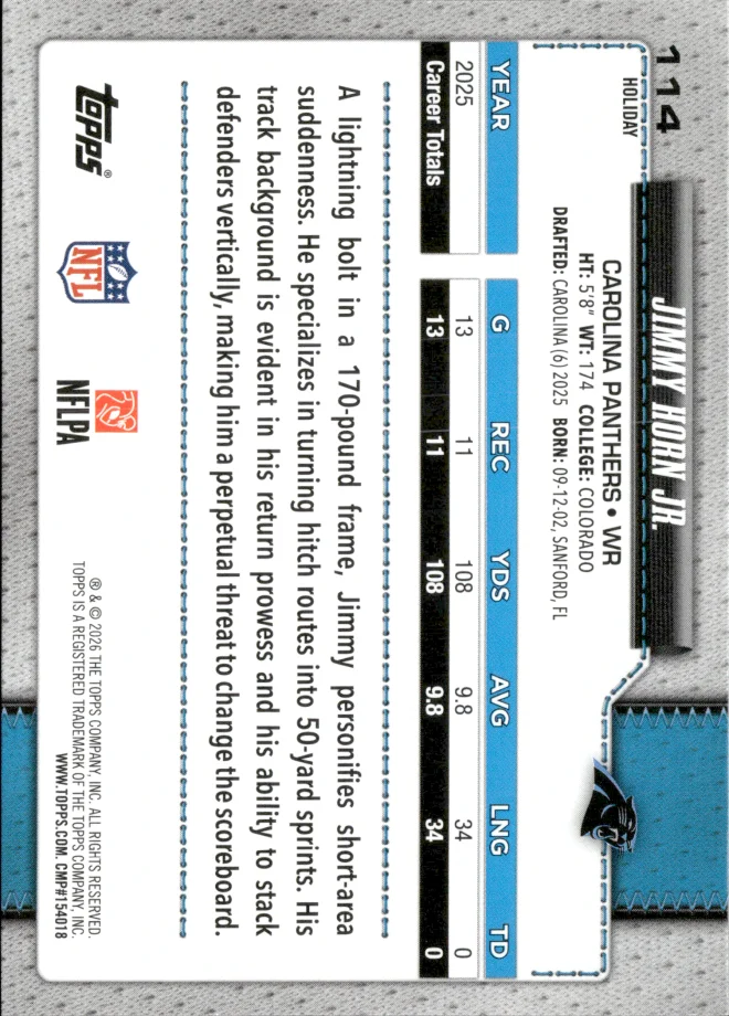 Jimmy Horn Jr. card back