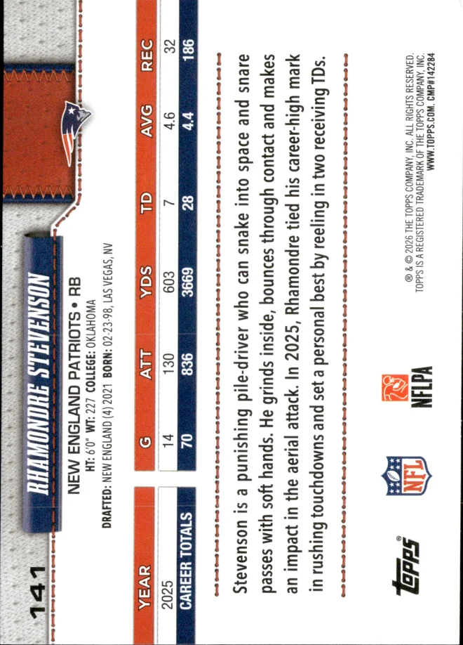 Rhamondre Stevenson card back
