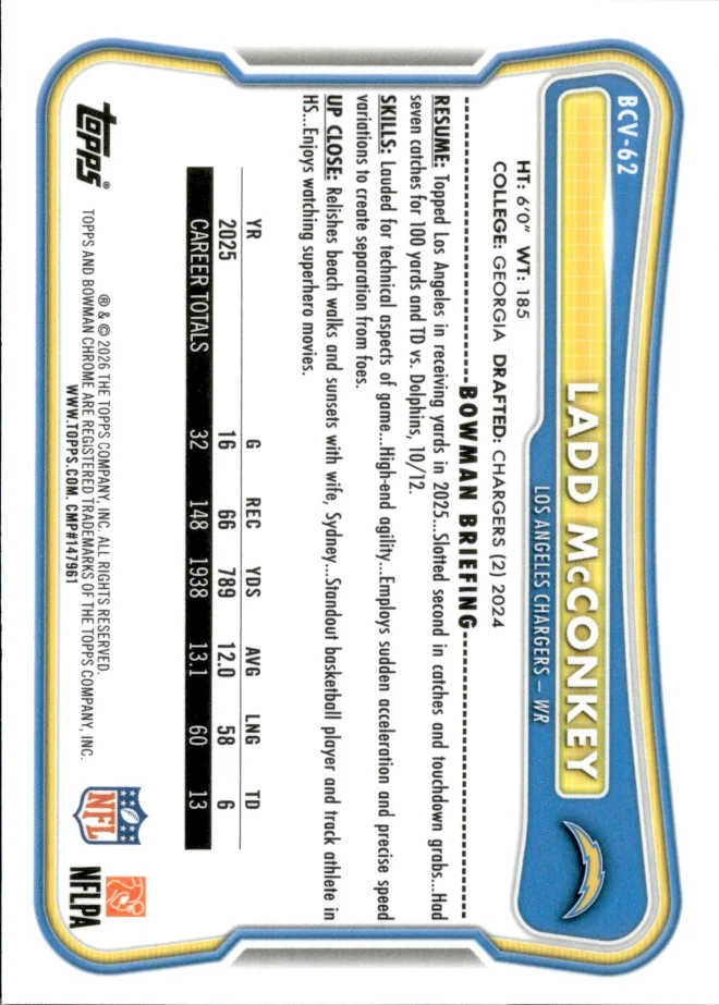 Ladd McConkey card back