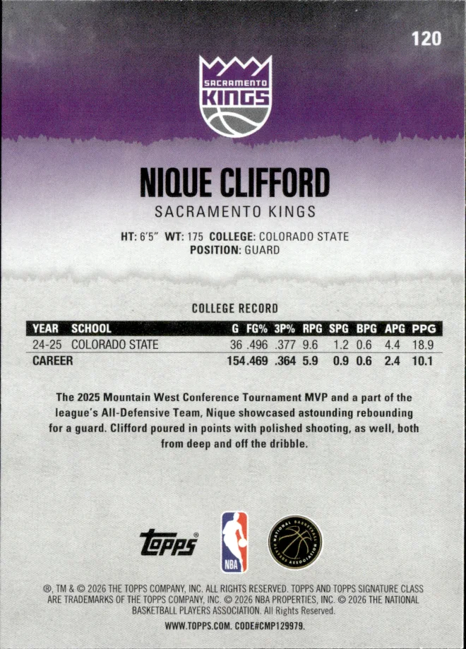 Nique Clifford card back
