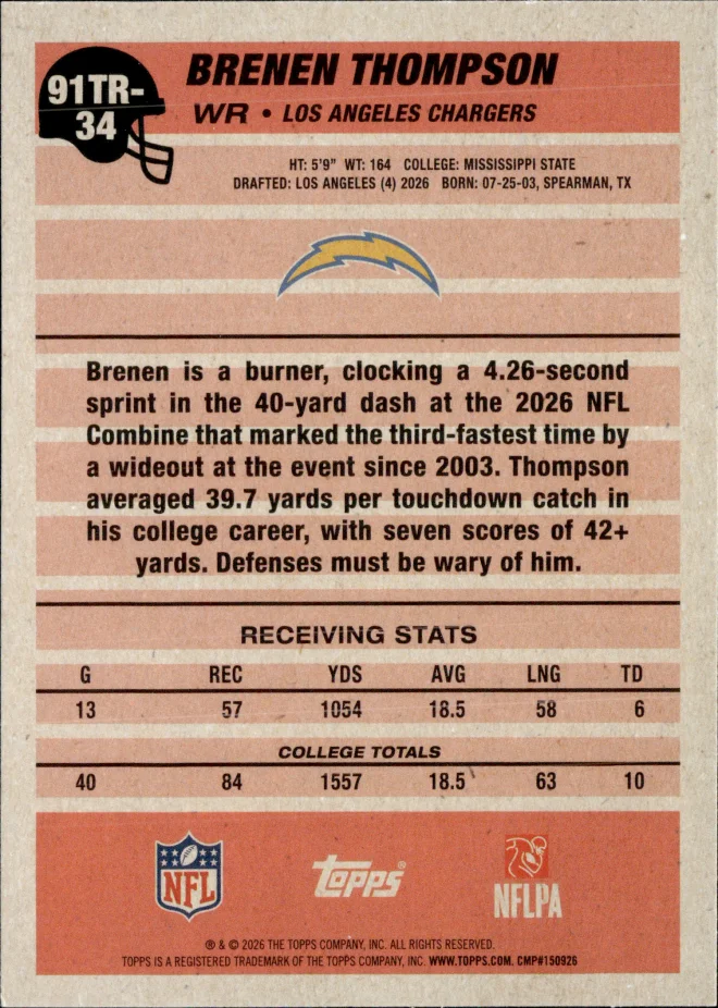 Brenen Thompson card back
